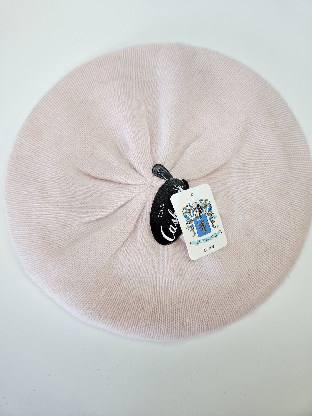 NEW Portolano Baby Pink 100% Cashmere Knit Beret Style Hat French One Size